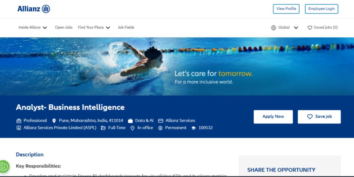 Allianz Recruitment Drive Hiring BI Analyst – Apply Now
