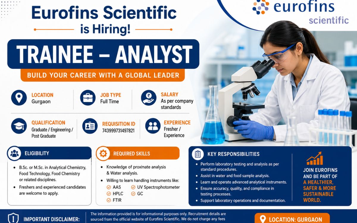 Eurofins Scientific Recruitment Drive; Hiring Trainee Analyst – Apply Now