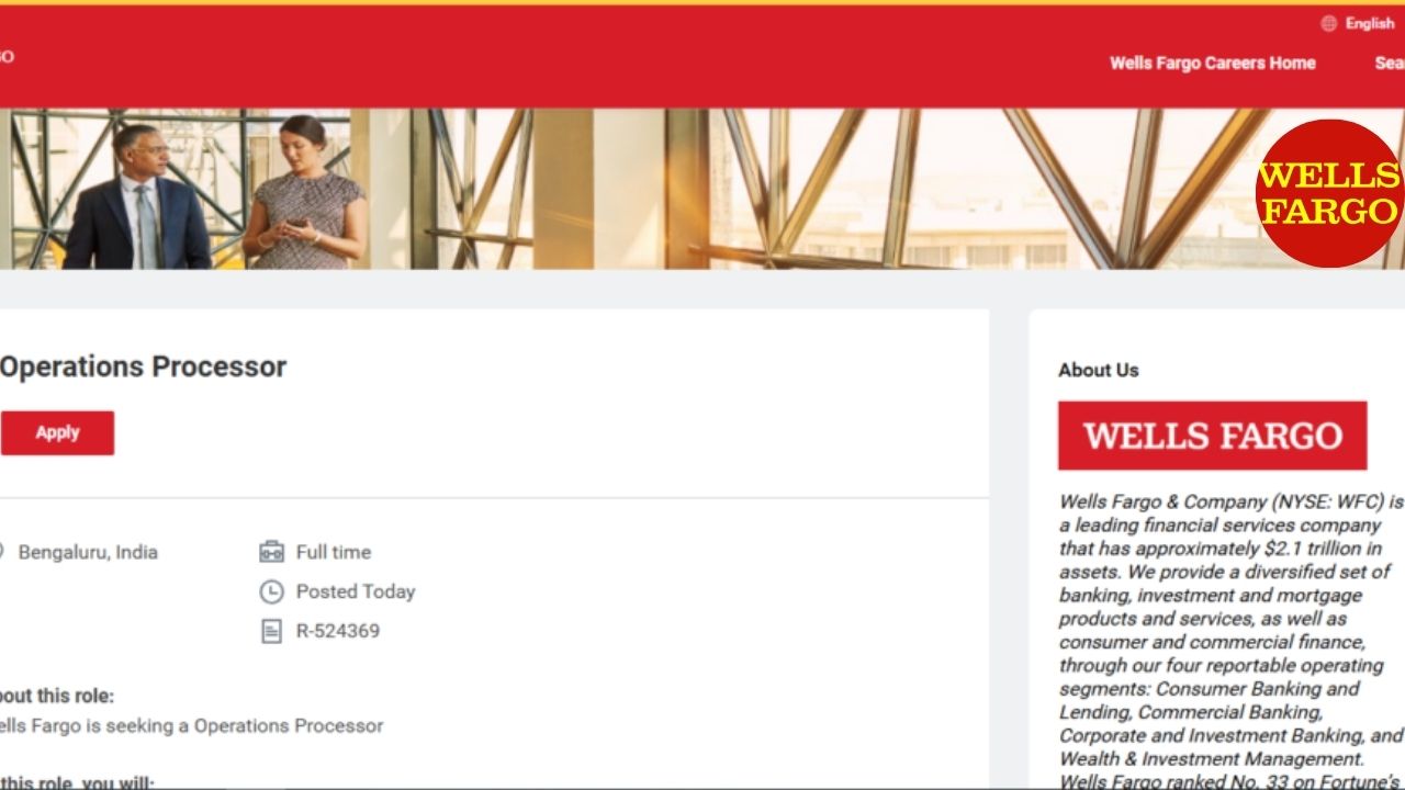 Wells Fargo Recruitment Drive; Hiring Operations Processor – Apply Now